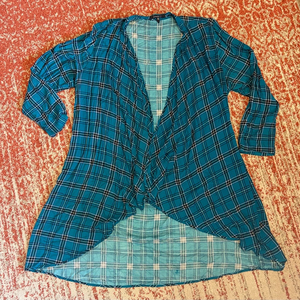 SET OF 2 Miss Lili Turquoise and Red Checkered Sweaters